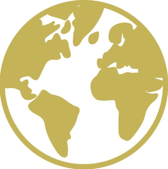 Icon of a gold globe.